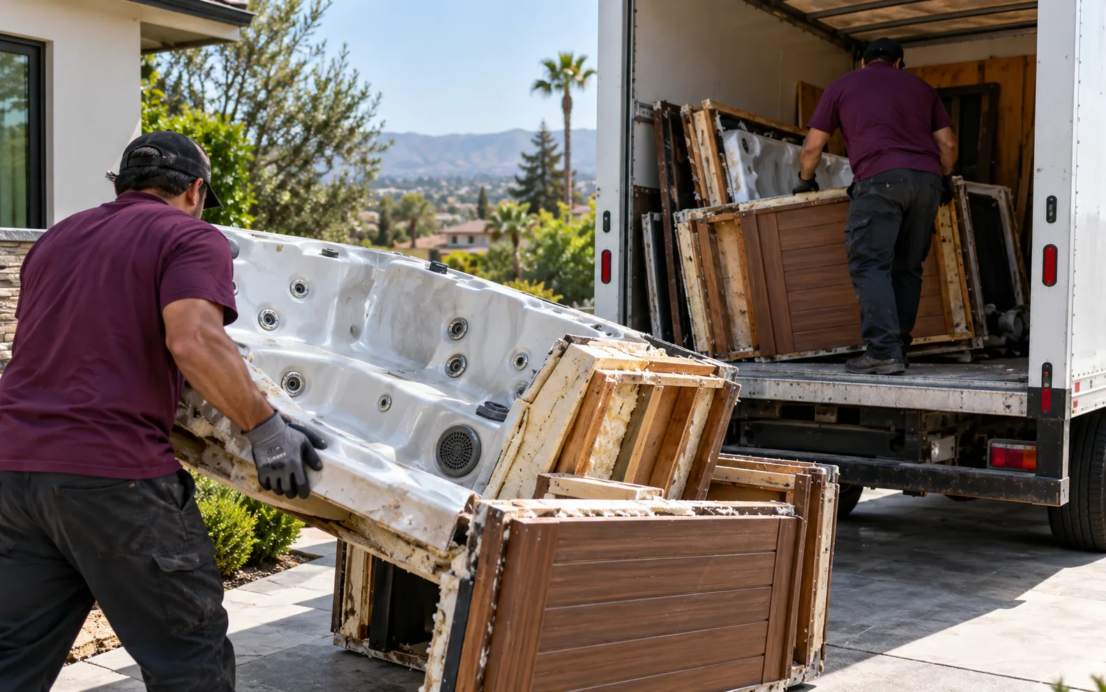 Hot Tub Removal materials organized for removal